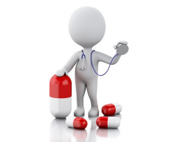 3d people doctor with a stethoscope and pills Clipart Image ...