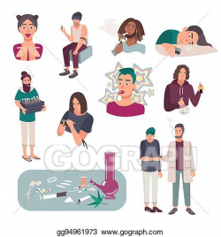 Vector Clipart - Different drug addicts. people use ...