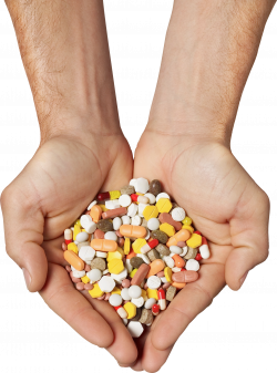 Two Hands Holding Medicine Pills | Isolated Stock Photo by noBACKS.com