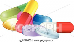 Vector Illustration - Pile of tablets and pellets. Stock ...