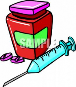 Pills and a Syringe - Royalty Free Clipart Picture