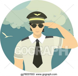 Drawing - Airline pilot in a round emblem. Clipart Drawing ...