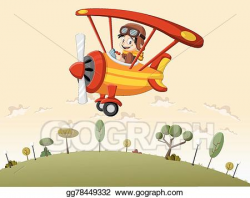 Vector Art - Cartoon pilot boy on a airplane . EPS clipart ...