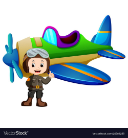 Pilot and jet plane on white background Royalty Free Vector ...