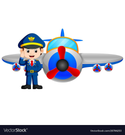 Pilot and jet plane on white background Royalty Free Vector ...