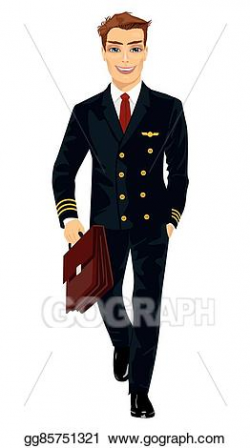 Vector Clipart - Handsome young man wearing airline pilot ...