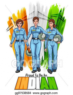 Vector Clipart - Women pilot on indian background showing ...