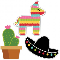 Let's Fiesta - DIY Shaped Mexican Fiesta Party Cut-Outs - 24 Count