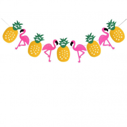 TianJi Flamingo Tropical Pineapple Party Banner Garland Ribbon Banners for  Luau Hawaiian Summer Beach Party Supplies (2 Pack)
