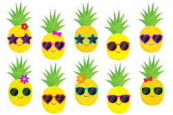 Funky Pineapple Clipart Set By Doodle Art | kinder fruits ...