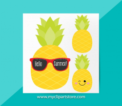 Pineapple Clipart Single, Juicy Fruit, Summer, pineapple with sunglasses,  Summer Clipart, Emoji, Commercial Use, Vector Clipart, SVG Files