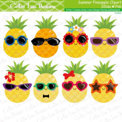 Pineapple Clipart, Cute Pineapple Clip Art , Sunglasses clipart , Summer  Clipart, Tropical clipart