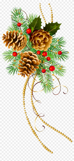 Three Christmas Cones With Pine Branch Clipart - Christmas ...