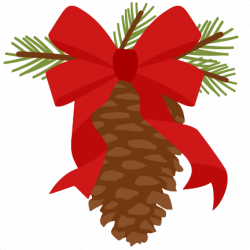 Christmas Pinecone With Ribbon scrapbook cut file cute ...