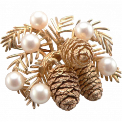 Vintage Yellow 14K GOLD PINECONE Brooch Pin Cultured Pearls Laykin ...