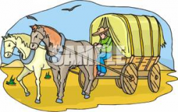 Pioneer In A Conestoga Wagon - Royalty Free Clipart Picture