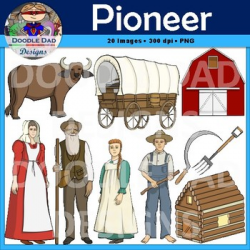 Pioneer Clip Art (Oregon Trail, Settlers, Dust Bowl, Great Depression,  Wagon)