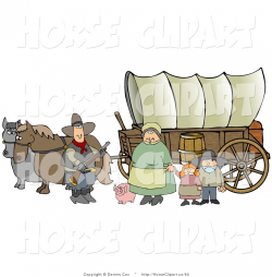 Clip Art of a Historical Family of Pioneer Settlers Standing ...