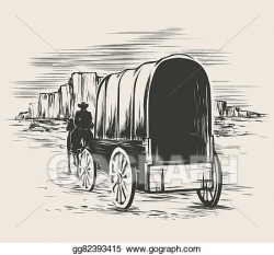 Clip Art Vector - Old wagon in wild west prairies. Stock EPS ...