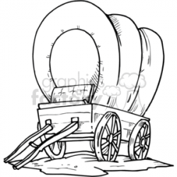 Antique wooden covered wagon clipart. Royalty-free clipart # 372145