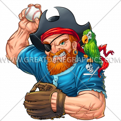 Pirate Baseball Player | Production Ready Artwork for T-Shirt Printing