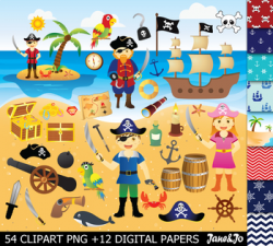 54 Pirate clipart PNG Pirate Image Paper Parrot Pirate ship skull bones  clip art