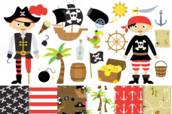 Pirate Clipart and Digital Paper Set on @graphicsmag ...