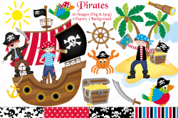 Pirate clipart, Pirate graphics & illustrations, Pirate ship ...