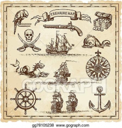 Vector Illustration - Pirate-vintage map illustration ...