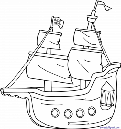 Pirate Ship Lineart Clip Art - Sweet Clip Art