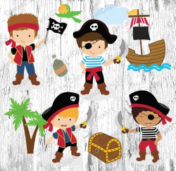 10 Cartoon Kids Pirates clipart,Kids clipart,Kids clipart ...
