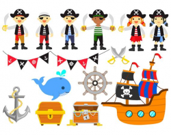 SALE! Pirate Clipart Set Pirates Clip Art Whale, Anchor, Pirate Ship  Nautical Boat PNG Images Clipart Printable Graphic Instant Download