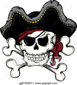 Vector Clipart - Vintage pirate skull theme 1. Vector ...