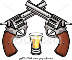 Clip Art Vector - Double pistol and glass of wine. Stock EPS ...