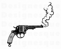 Smoking Gun SVG, Pistol Svg, Gun Svg, Revolver Svg, Gun Clipart, Gun Files  for Cricut, Gun Cut Files For Silhouette, Dxf, Png, Eps, Vector