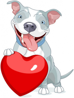 I Love Pitbull Dogs - Valentine Heart Dog Clipart