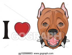 Drawing - I love pitbull. Clipart Drawing gg102688663 - GoGraph