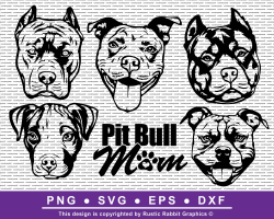 Pitbull Graphic Pack w/ 5 Styles + 1 Free | Pitbull Clipart | Pitbull SVG |  Pitbull Mom | Pitbull PNG | Digital Download | Pitbull Cutfiles