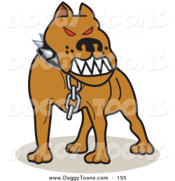 Doggy Clipart of a Mean Brown Pitbull with Red Eyes in the ...
