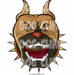 Clip Art of a Guard Pitbull Terrier Dog Wearing a Spiked ...