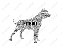 Pitbull Word Art Calligram Dog Print Gifts | Jayce | Pet ...