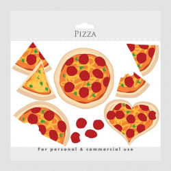 Pizza clipart - pizza love clip art, slices, heart, cheese, pepperoni,  herbs, Italian food, food clipart, for personal and commercial use