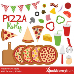Pizza Clipart, Pizza Party Clip Art, Pizzeria, Italian, Pepperoni,  Printable, Commercial Use