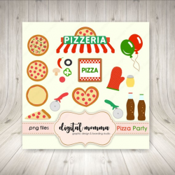 Pizza Party Clipart, Pizzeria Clipart Set, Pizza Slice Clipart,Instant  Download!