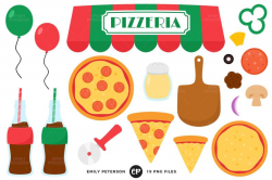 Pizza Party Clip Art, Pizza Clipart, Pizzeria Clip Art - Commercial Use,  Instant Download