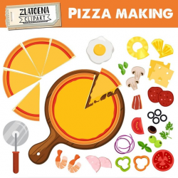 Pizza clipart Pizza Party clip art DYI Pizza graphics Pizza making clip art  Pizzaria Pepperoni Cheese Bazil Tomato Pizza Slice graphics