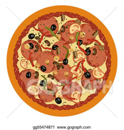 Vector Illustration - Realistic illustration pizza on white ...