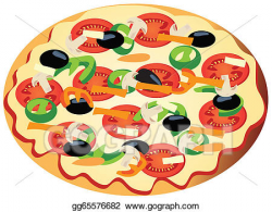 Vector Clipart - Veggie pizza. Vector Illustration ...