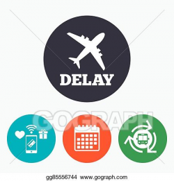 Clip Art Vector - Delayed flight sign icon. airport delay ...