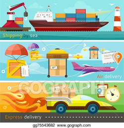 Vector Art - Shipping, delivery car, ship, plane. Clipart ...